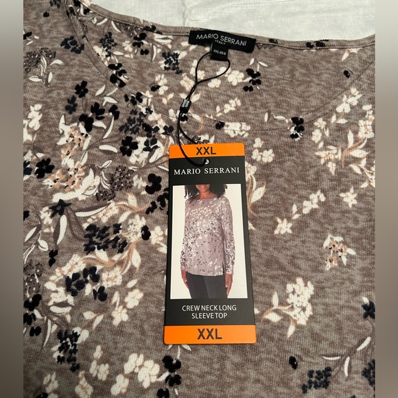 Mario Serrani Taupe Floral Long Sleeve Top - Picture 3 of 6